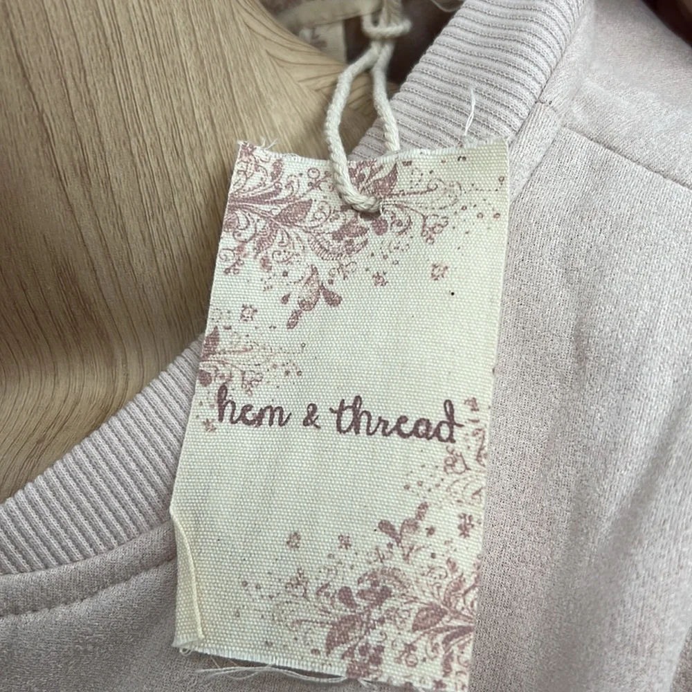 🆕Pink Bomber Jacket Snakeskin Sleeve Print New Blush Hem& Thread-Anthropologie - Picture 10 of 15